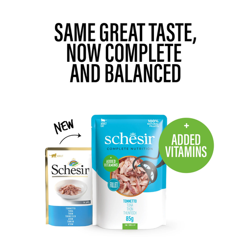 [SCPST21223004] Schesir Complete & Balanced Nutrition Wet Cat Food in Jelly Pouch- Tuna 85g [MOQ:12pcs]