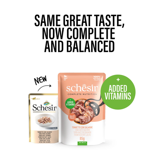 [SCPST21223504] Schesir Complete & Balanced Nutrition Wet Cat Food in Jelly Pouch- Tuna With Salmon 85g [MOQ:12pcs]