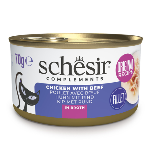 [SCPST21151803] Schesir Complements Cat Wet Food  in Broth- Chicken with Beef 70g [MOQ:12pcs]