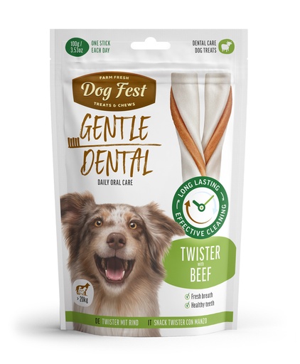 [79212617] Dog Fest Dental Treats For Adult Dogs -Twister-Beef 100g (14cm)
