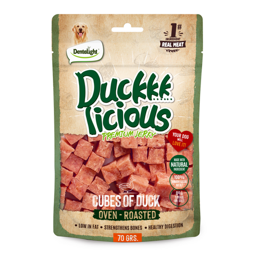 [DL13401] Dentalight Duckki Licious Jerky Treats For Dogs-Cube of Duck 70g