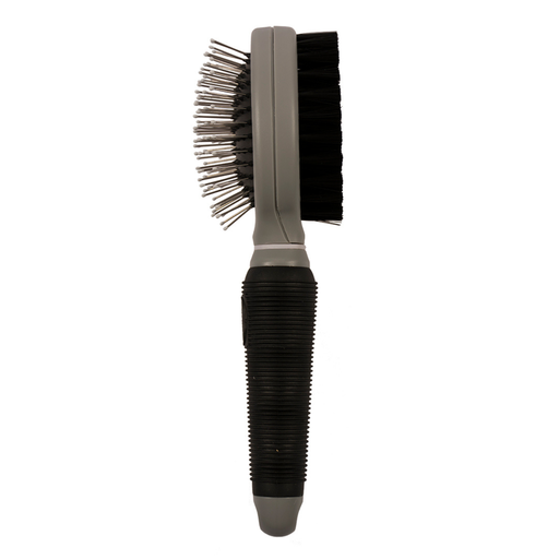 [LR10065] Duvo+ 2-In-1 Grooming Brush Large Black/Grey