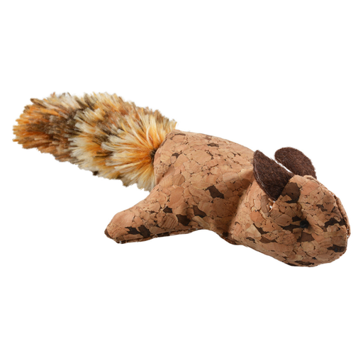 [LR12107] Duvo+ Cork Squirrel With Big Plush Tail 17X8X4Cm Brown