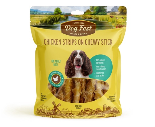 [79221305] Dog Fest Chicken Strips On Chewy Stick For Adult Dogs - 500g