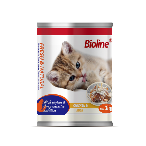 [6970117127454] Bioline Canned Cat Food 375g-[Flavor- Chicken & Milk]