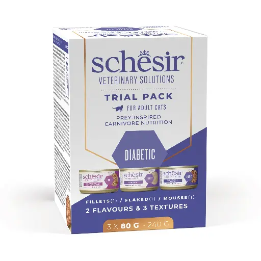 [SVS21600106] Schesir Veterinary Solutions-Diabetic-Can For Cat-Wholefood Variety Pack 3x80g
